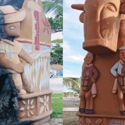Escultura ‘Boi Bumbá’ é queimada em ato de vandalismo na Avenida da Paz, em Maceió